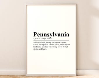 Impressão de parede da Pensilvânia Impressão de viagem da Pensilvânia para pendurar na parede Pôster da Pensilvânia Impressão de parede minimalista da Pensilvânia Decoração para casa Presente
