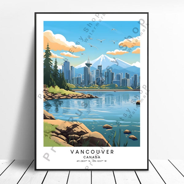 Canada Travel Print Vancouver Poster Vancouver Wall Art Vancouver Print Vancouver Home Décor Vancouver Art Print Vancouver Gift  Print