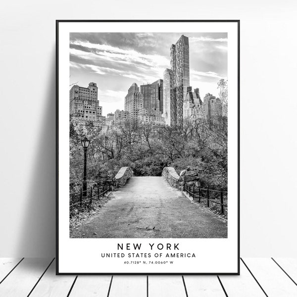 New York Travel Print Noir et blanc New York Central Park Print Minimalist New York Wall Art New York Poster New York Gift Art