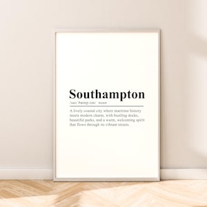 Southampton Travel Print Wall Art Southampton Print Wall Hanging Southampton Poster Southampton England Art Minimalist Southampton Décor