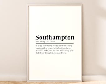 Southampton Travel Print Wall Art Southampton Print Wall Hanging Southampton Poster Southampton England Art Minimalist Southampton Décor