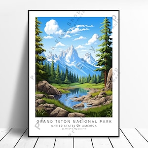 Grand Teton Print Buntes Grand Teton Poster Grand Teton Wand Druck Minimalistisch Grand Teton Nationalpark Wand Kunst Home Décor Geschenk Poster