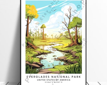 Everglades National Park Print Kleurrijke Everglades Poster Abstract Everglades Print Minimalistische Everglades Wall Art Everglades Gift Poster