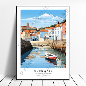Cornwall Travel Print Cornwall Poster Cornwall Wall Art Cornwall Print Home Decoration Cornwall Art Cornwall Wall Décor Travel Poster Gift