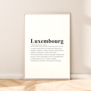 Luxembourg Travel Print Luxembourg Definition Luxembourg Wall Art Luxembourg Wall Print Minimalist Luxembourg Art Luxembourg Gift Print