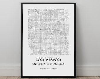 Las Vegas Map Print Black and White Las Vegas Map Las Vegas Poster Las Vegas Print Minimalist Las Vegas Wall Art Las Vegas Travel Print Gift