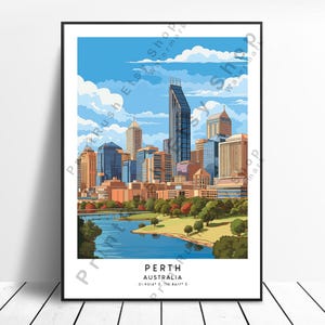 Perth Australia Travel Print Perth Poster Wall Decor Perth Print Wall Hanging Australia Home Decor Australia Print Colourful Gift