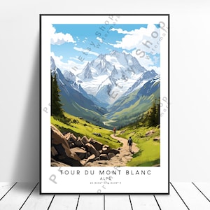 Tour du Mont Blanc Print Colourful Tour du Mont Blanc Poster Tour du Mont Blanc Wall Print Wall Hanging Home Decor Gift Print