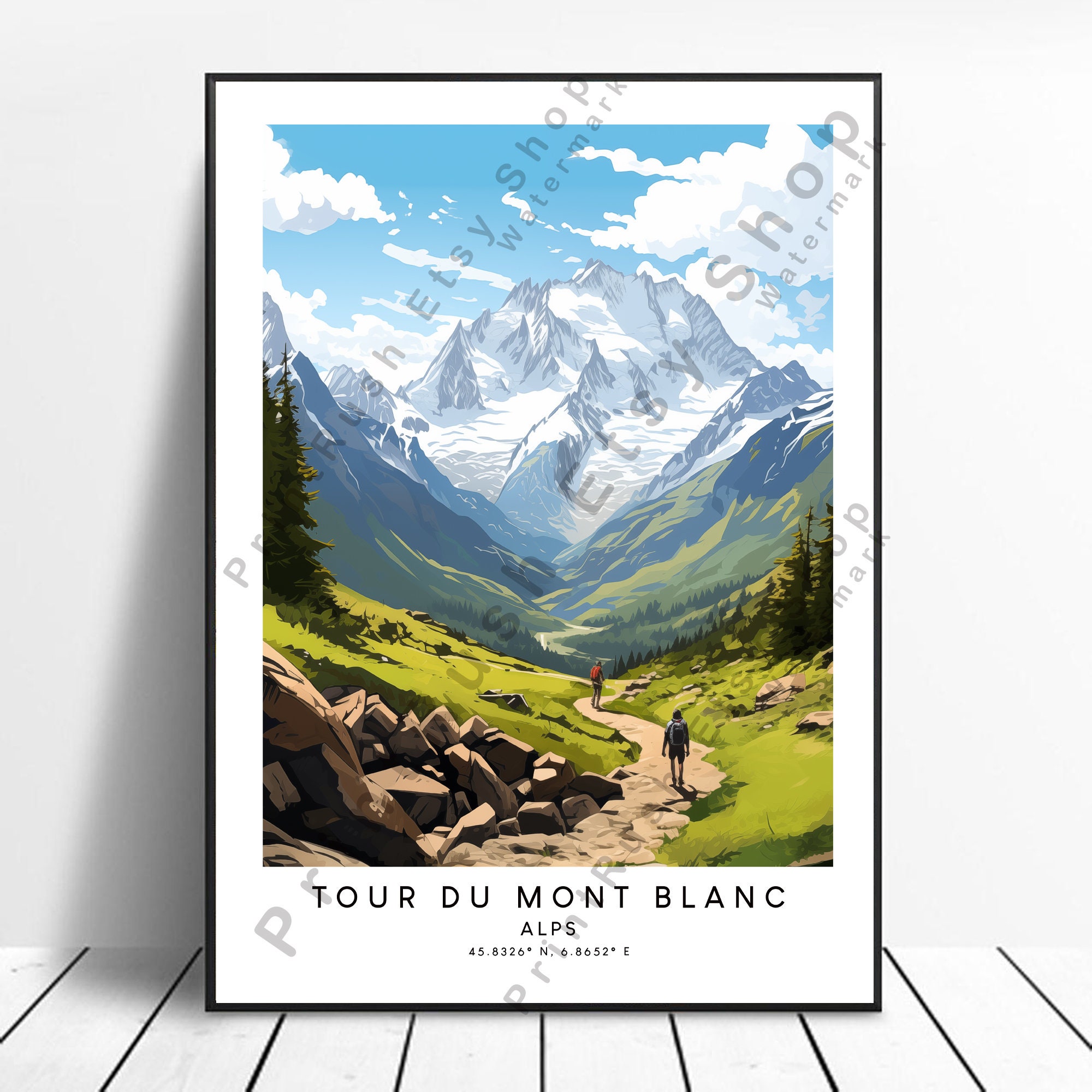 Tour Du Mont Blanc Print Colourful Tour Du Mont Blanc Poster Tour