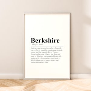 Berkshire Travel Print Berkshire Wall Art Berkshire Print Berkshire Poster Minimalist Berkshire Wall Print Berkshire England Wall Décor Gift