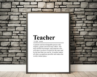 Teacher Print Teacher Definition Print Teacher Wall Art Gift For Teacher Teacher Poster Dictionary Print Teacher Quote Print