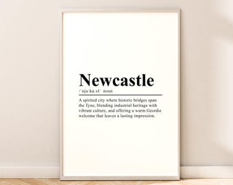 Newcastle Definition Print, Tyne Bridge Wall Art, Gift