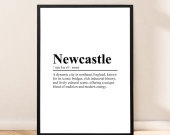 Newcastle reizen print Newcastle Wall Art Newcastle poster muur opknoping Newcastle poster minimalistische Newcastle upon Tyne Art Home decor cadeau