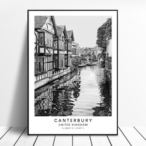 Canterbury Travel Print Black and White Canterbury Poster Minimalist Canterbury Wall Art Canterbury Wall Poster Canterbury Print Gift Art