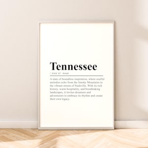 Tennessee Reise-Druck Wandkunst Tennessee Print Wandbehang Tennessee Poster Minimalist Tennessee Wanddruck Tennessee US State Dekor Geschenk