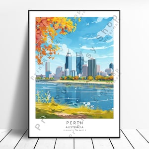 Perth Travel Print Perth Poster Wall Art Perth Print Wall Hanging Perth Australia Home Decor Australia Print Colourful Gift