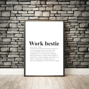 Work Bestie Definition Print Work Colleague Gift Office Leaving Gift Coworker Gift Work Gift Funny Office Present