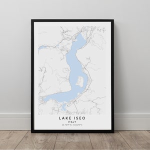 Lake Iseo Map Minimalist Lake Iseo Print Lake Iseo Wall Art Lake Iseo Travel Print Lake Iseo Map Poster Lake Iseo Artwork Lake Iseo Gift Art