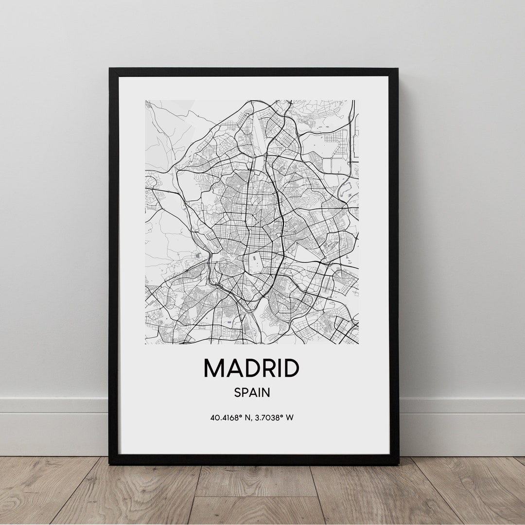 Madrid Mapa Imprimir Madrid Mapa de la ciudad Wall Art Poster España ...