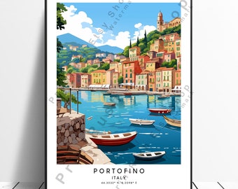 Portofino Travel Print Italy Wall Art Portofino Poster Portofino Coastal  Art Minimalist Portofino Home Décor Portofino Gift Print