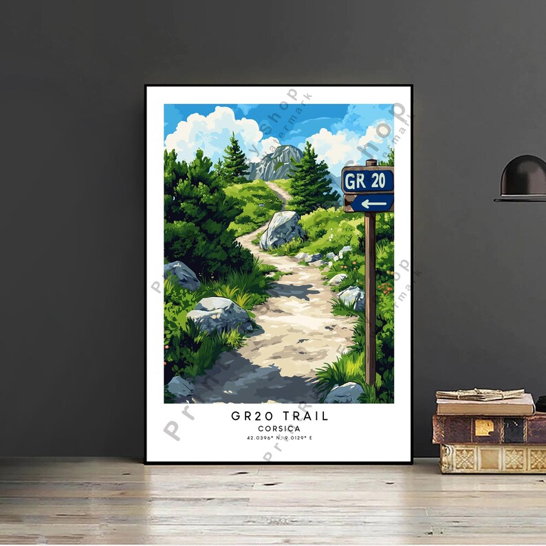 GR20 Trail Travel Print Colourful GR20 Poster Corsica Wall Art GR20
