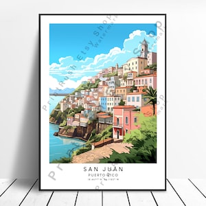 San Juan Impressão de Viagem San Juan Arte de Parede San Juan Porto Rico Minimalista San Juan Impressão de Parede Decoração de Casa San Juan Presente Arte Suspensão de Parede