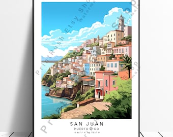 San Juan Travel Print San Juan Wall Art San Juan Puerto Rico Minimalist San Juan Wall Print Home Décor San Juan Gift Art Wall Hanging