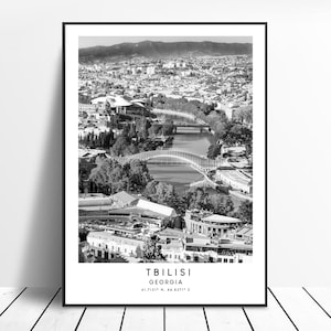Tbilisi Georgië reizen print zwart-wit Tbilisi poster minimalistische Tbilisi muur kunst Tbilisi decor poster reiscadeau
