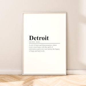Detroit Travel Print Detroit Wall Art Detroit Michigan Print Wall Hanging Detroit Poster Detroit Art Detroit Home Décor Gift Dictionary Art