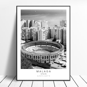 Malaga Travel Print Malaga Wall Art Black and White Malaga Poster Minimalist Malaga Wall Print Malaga Print Malaga Poster Malaga Gift Art