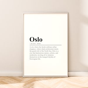 Oslo Travel Print Oslo Poster Oslo Definition Print Oslo Wall Art Oslo Wall Print Minimalistische Oslo Print Home Decor Oslo Kerstcadeau