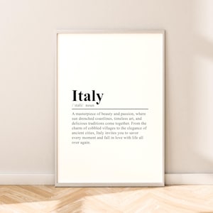 Italien Wand Kunst Minimalistisches Definition Poster für Reiseliebhaber Home Décor Office Modern Home Print Geschenk