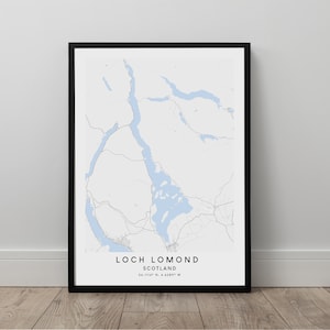 Loch Lomond Lake Map Minimalist Loch Lomond Print Loch Lomond Wall Art Loch Lomond Travel Print Loch Lomond Map Poster Loch Lomond Gift Art