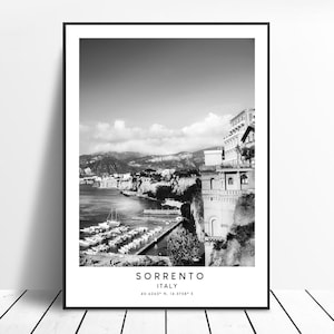 Sorrento Travel Print Black and White Sorrento Poster Sorrento Italy Print Minimalist Sorrento Wall Art Sorrento Art Print Sorrento Gift Art
