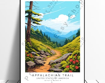 Appalachians Travel Print Colourful Appalachian Trail Poster Abstract Appalachian Print Minimalist Appalachian Wall Art Appalachian Gift