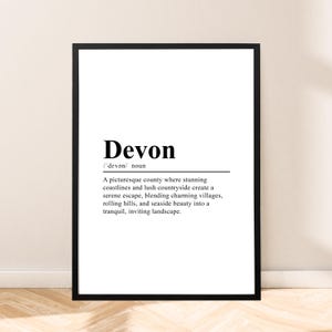 Devon Reise Print Wandkunst Devon Definition Print Wandbehang Devon Poster Minimalistischer Devon Wand Print Devon Wanddekoration Devon Geschenk Poster