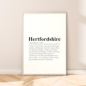 Hertfordshire Travel Print Wall Art Hertfordshire Poster Hertfordshire Print Minimalist Hertfordshire Art Hertfordshire England Wall Décor