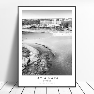 Ayia Napa Travel Print Black and White Ayia Napa Poster Ayia Napa Wall Print Minimalist Ayia Napa Cyprus Wall Art Ayia Napa Gift Print