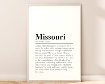 Missouri Travel Print Missouri Poster Definition Print Missouri Wall Art Missouri Wall Print Minimalist Missouri Wall Quote Home Décor Gift