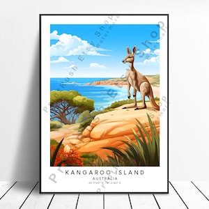 Kangaroo Island Print Colourful Kangaroo Island Poster Kangaroo Island Print Minimalist Australia Wall Art Australia illustration Print