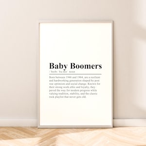 Baby Boomer Definition Druck Wand Kunst Baby Boomer Wörterbuch Poster Generation Geschenk Definition Poster Art Dekor Wand Zitat Geburtstagsgeschenk