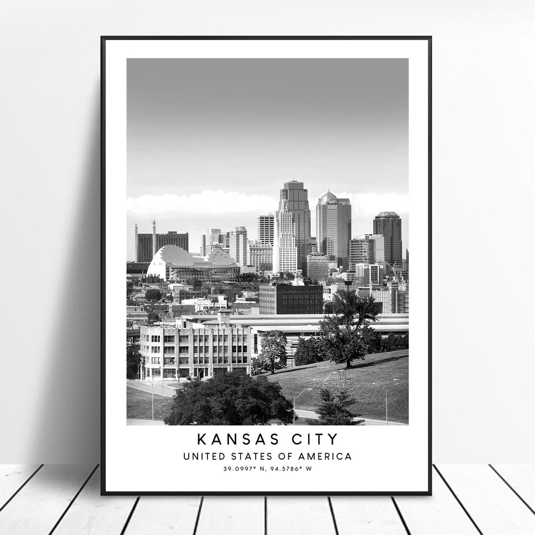 Kansas City Print Black and White Kansas City Travel Poster Kansas City Wall Print Oman Wall Art