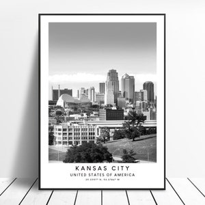 Kansas City Print Black and White Kansas City Travel Poster Kansas City Wall Print Oman Wall Art Minimalist Kansas City Art Work Gift Print