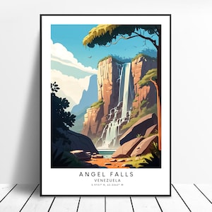 Venezuela Travel Print Angel Falls Poster Colourful Angel Falls Print Angel Falls Wall Art Angel Falls Wall Print Angel Falls Gift Poster