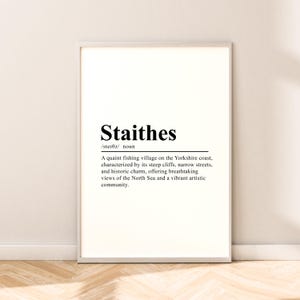 Staithes Travel Print Staithes Wall Poster Staithes Print Wall Hanging Staithes Poster Minimalist Staithes England Wall Print Gift Art