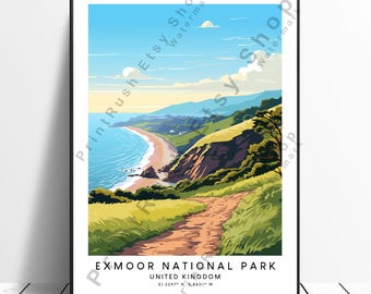 Exmoor National Park Print Wall Décor Exmoor National Park Poster Exmoor Wall Hanging Exmoor Print Colourful Gift Art Exmoor Poster