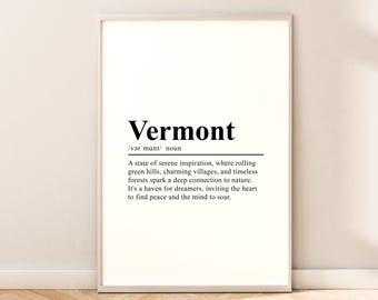 Impresión de viaje de Vermont Arte mural de Vermont Póster de Vermont para colgar en la pared Impresión de Vermont Decoración minimalista de Vermont Impresión de regalo de arte del estado de Vermont