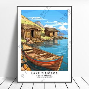 Lake Titicaca Travel Print Colourful Lake Titicaca Poster Lake Titicaca Print Minimalist Lake Titicaca Wall Art Lake Titicaca Gift Print