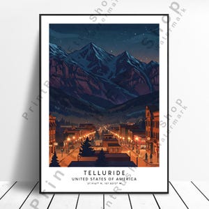 Telluride Colorado Print Artwork Colorado Travel Poster Telluride  illustration Art Telluride Wall Poster Home Decor Telluride Print Gift