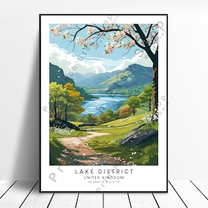 Lake District Travel Print Colourful Lake District Poster Lake District Print Minimalist Lake District Wall Art Lake District Art Gift Print